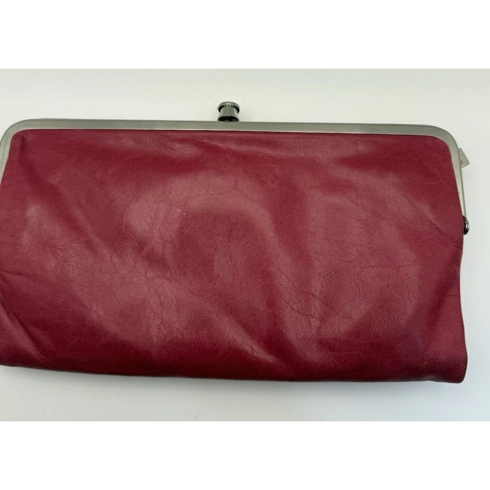 Hobo International Pink Fuchsia Leather Lauren‎ Clutch Wallet Double Kisslock